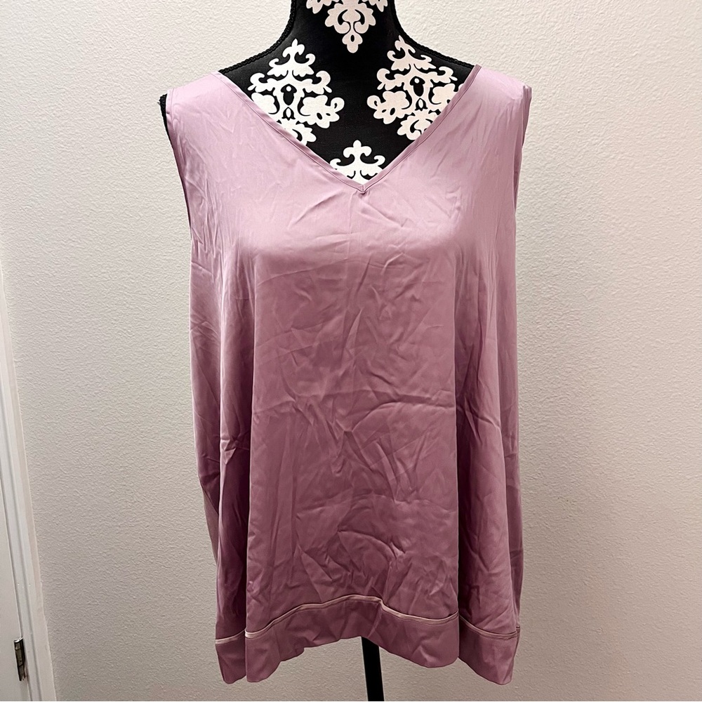 Soma Women’s Stretch Satin With Cool Nights Back Sleep Tank Cami Elderberry XXL